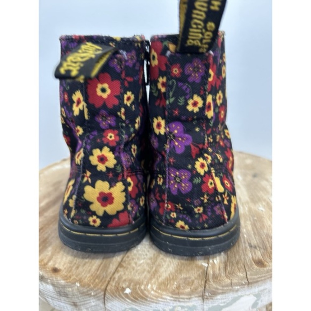 Dr Martens Marley Floral Canvas Lace Up Boots Girls 3 Flowers - Picture 4 of 8